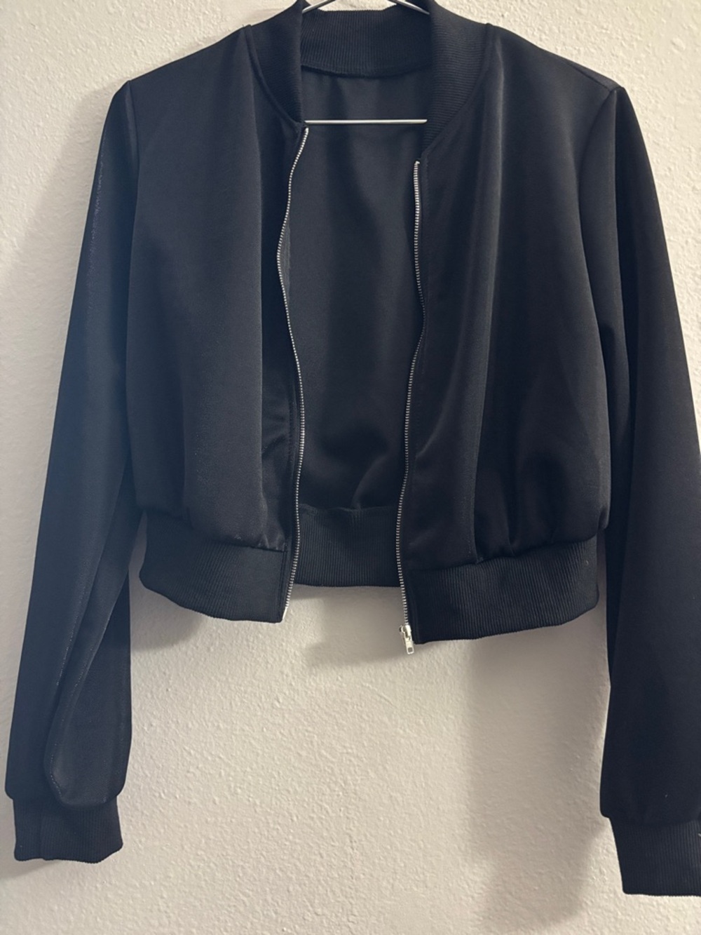 Shimmery Black Bomber Jacket